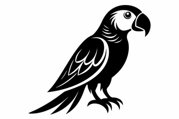 macaw silhouette line art vector illustration with a white background