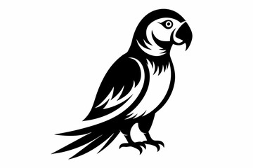 macaw silhouette line art vector illustration with a white background