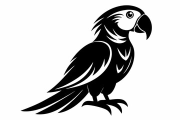 macaw silhouette line art vector illustration with a white background