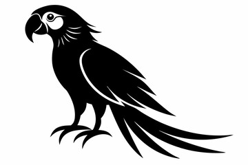 macaw silhouette line art vector illustration with a white background