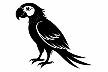 macaw silhouette line art vector illustration with a white background