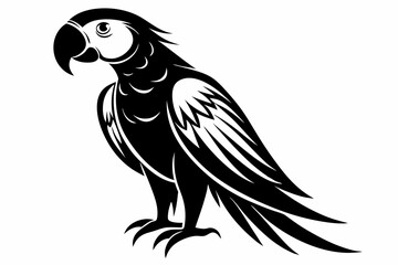 macaw silhouette line art vector illustration with a white background