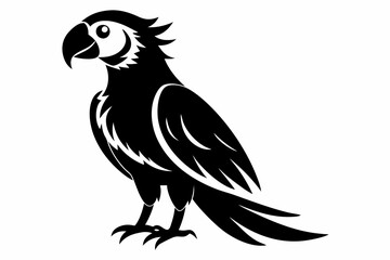 macaw silhouette line art vector illustration with a white background