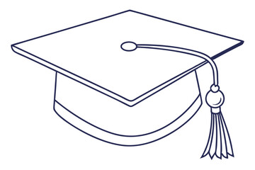 Minimalist Graduation Hat One Line Art