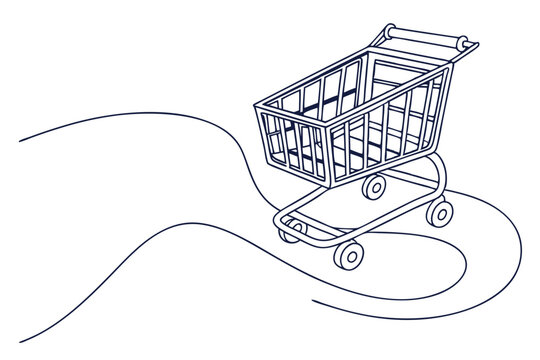 Simple Shopping Cart One Line Illustration