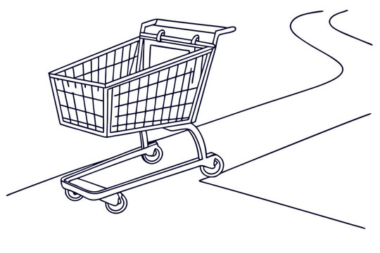 Shopping Cart Trolley Line Art Drawing