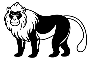 mandrill silhouette line art vector illustration with a white background