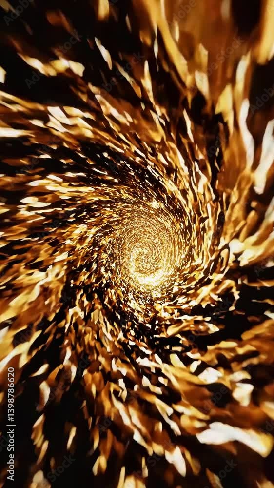 Aufkleber dynamic spiral of golden flames, captured from a top-down angle, creating a mesmerizing vortex effec