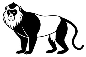 mandrill silhouette line art vector illustration with a white background