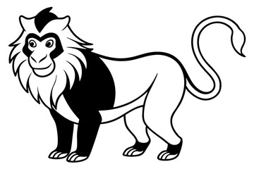mandrill silhouette line art vector illustration with a white background