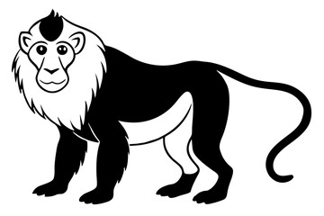 mandrill silhouette line art vector illustration with a white background