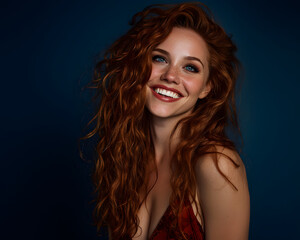 Fototapeta premium A joyful portrait showcasing vibrant beauty and radiant confidence, capturing pure happiness.