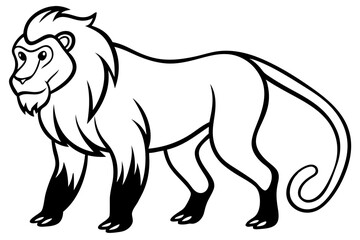 mandrill silhouette line art vector illustration with a white background