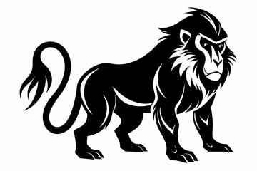 mandrill silhouette line art vector illustration with a white background