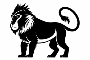 mandrill silhouette line art vector illustration with a white background