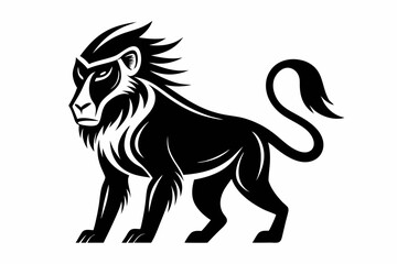 mandrill silhouette line art vector illustration with a white background