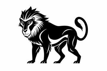 mandrill silhouette line art vector illustration with a white background