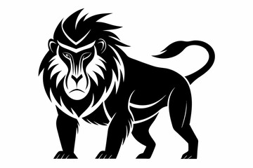 mandrill silhouette line art vector illustration with a white background