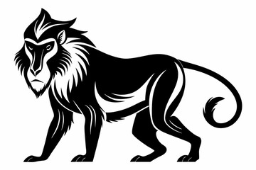 mandrill silhouette line art vector illustration with a white background
