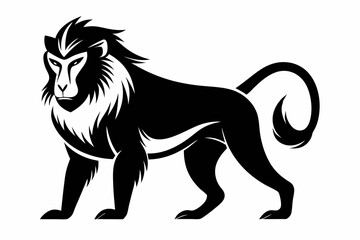 mandrill silhouette line art vector illustration with a white background