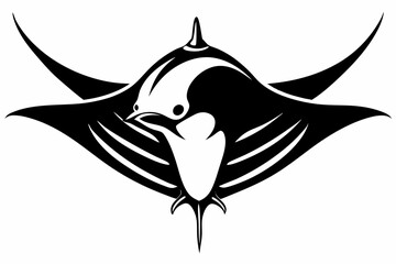 manta ray silhouette line art vector illustration with a white background