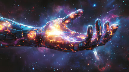 Fototapeta premium Galactic energy core gauntlet. Plasma Gauntlets. Illustration