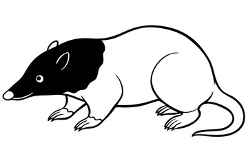 mole silhouette line art vector illustration with a white background
