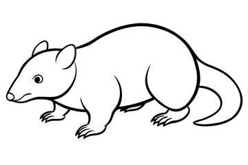 mole silhouette line art vector illustration with a white background