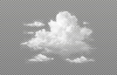 Vector realistic cloud, smoke or fog on isolated transparent background. Cloud png. Smoke png