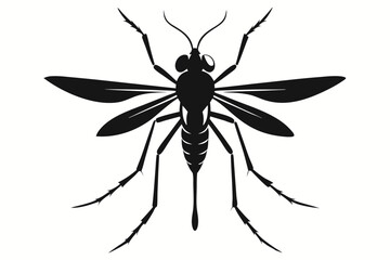 mosquito silhouette line art vector illustration with a white background