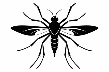 mosquito silhouette line art vector illustration with a white background