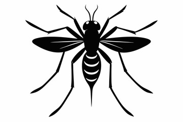 mosquito silhouette line art vector illustration with a white background