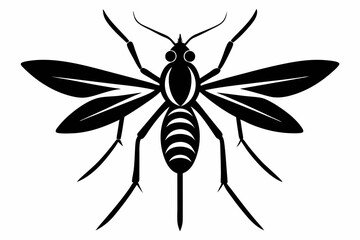 mosquito silhouette line art vector illustration with a white background