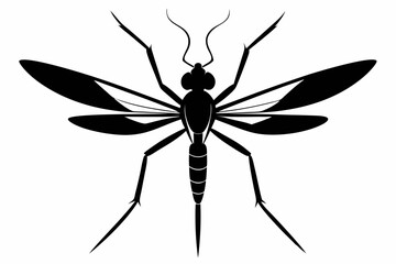mosquito silhouette line art vector illustration with a white background
