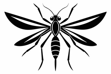 mosquito silhouette line art vector illustration with a white background