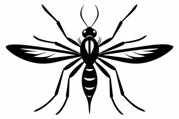 mosquito silhouette line art vector illustration with a white background