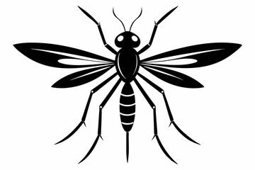 mosquito silhouette line art vector illustration with a white background