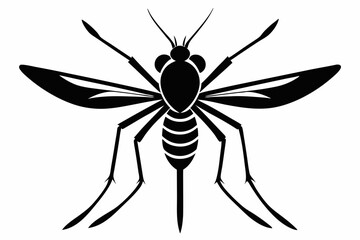 mosquito silhouette line art vector illustration with a white background