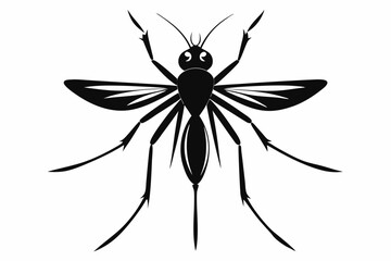 mosquito silhouette line art vector illustration with a white background