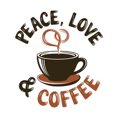 Obraz premium Peach Love and Coffee T Shirt Design