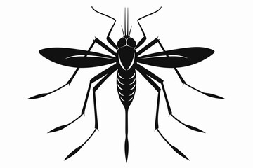 mosquito silhouette line art vector illustration with a white background
