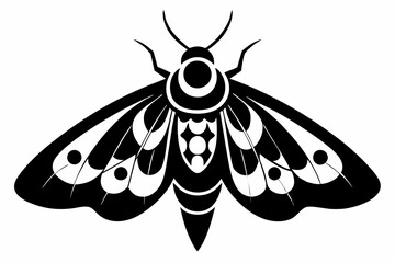 moth silhouette line art vector illustration with a white background