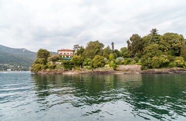 View of Isola Madre on Lake Maggiore, one of the Borromean Islands in Stresa, Piedmont, Italy.