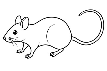 mouse silhouette line art vector illustration with a white background
