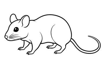 mouse silhouette line art vector illustration with a white background