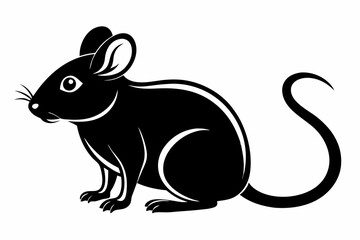 mouse silhouette line art vector illustration with a white background