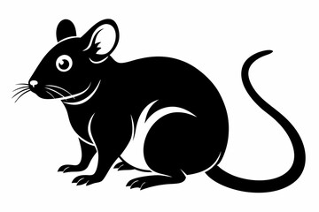 mouse silhouette line art vector illustration with a white background
