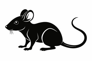 mouse silhouette line art vector illustration with a white background