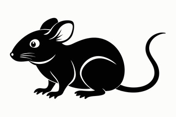mouse silhouette line art vector illustration with a white background
