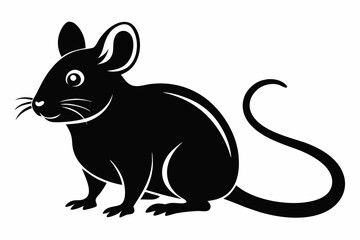 mouse silhouette line art vector illustration with a white background